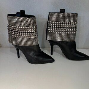 SCHUTZ Black Studded Pullon Stiletto Booties